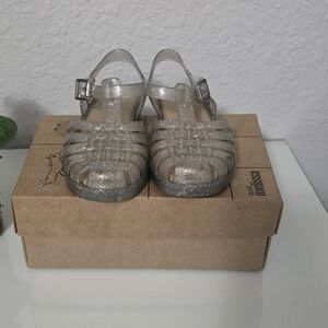 Mini Melissa Glitter Jelly Sandals - Silver